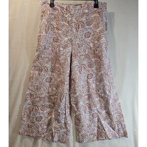 Rachel Zoe Wide Leg Linen Crop Pants Floral Print Size L